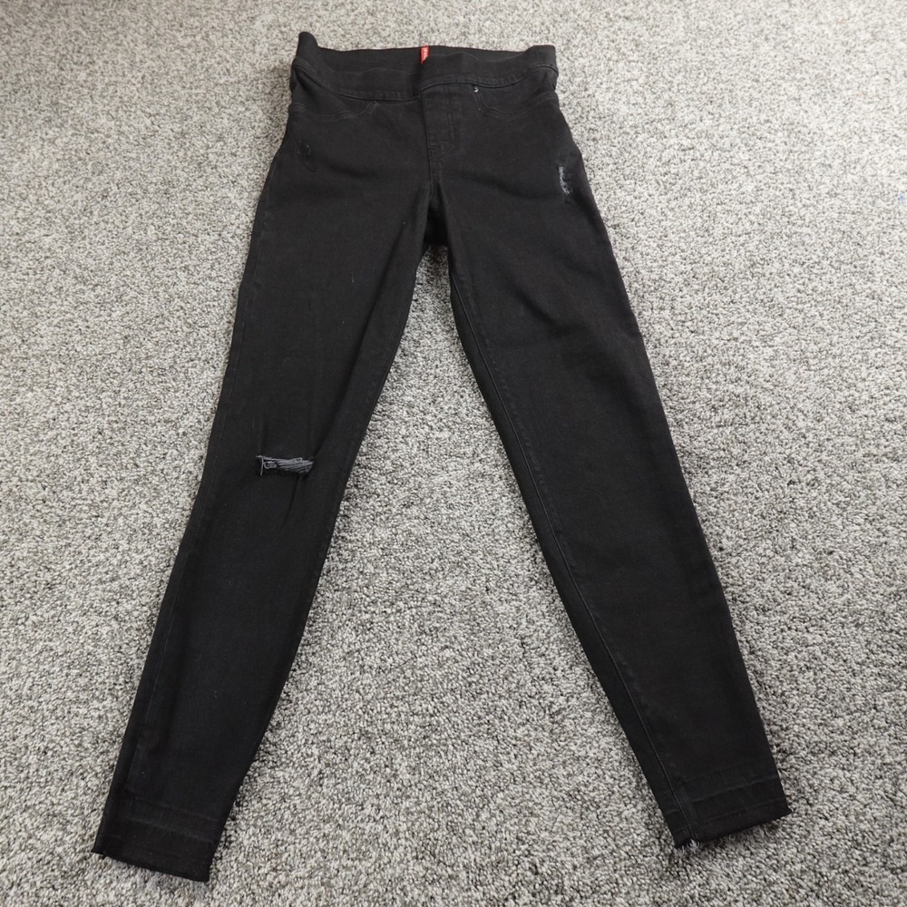 Spanx Jeans Womens S Dark Black Denim Pants Pull On High Rise Skinny Stretch